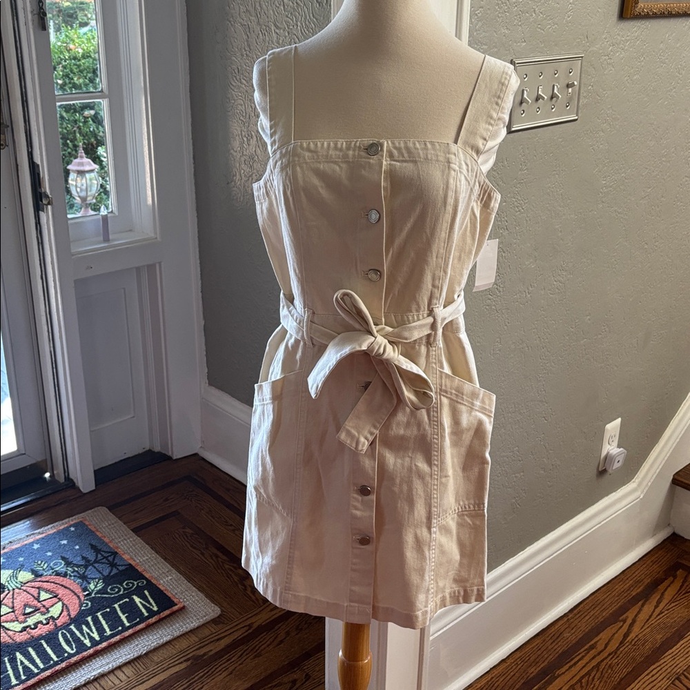NWT Bershka Light Pink Smocked Dress with Belt